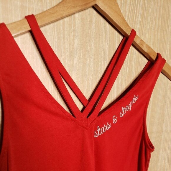 Fifth & Sun Womens Red Stars & Stripes Strappy Tank Top Large - Picture 3 of 4